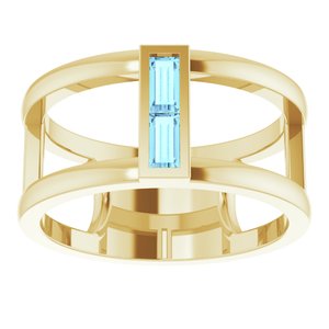 14K Yellow Gold Natural Aquamarine Negative Space Ring