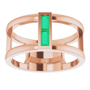 14K Rose Gold Natural Emerald Negative Space Ring
