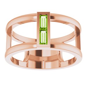 14K Rose Gold Natural Peridot Negative Space Ring