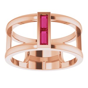 14K Rose Gold Natural Ruby Negative Space Ring