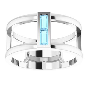 Platinum Natural Aquamarine Negative Space Ring