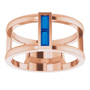 14K Rose Gold Natural Blue Sapphire Negative Space Ring