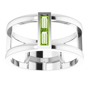 Platinum Natural Peridot Negative Space Ring