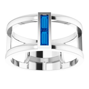 Sterling Silver Natural Blue Sapphire Negative Space Ring