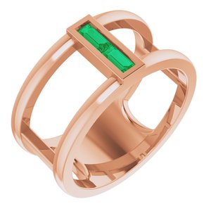 14K Rose Gold Natural Emerald Negative Space Ring