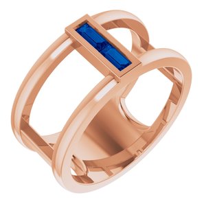 14K Rose Gold Natural Blue Sapphire Negative Space Ring