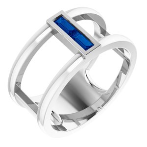 14K White Gold Natural Blue Sapphire Negative Space Ring