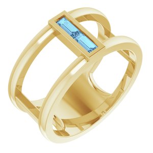 14K Yellow Gold Natural Aquamarine Negative Space Ring