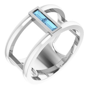 Sterling Silver Natural Aquamarine Negative Space Ring
