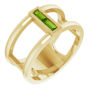 14K Yellow Gold Natural Peridot Negative Space Ring