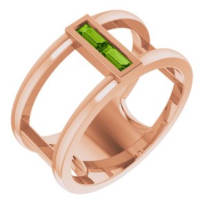 14K Rose Gold Natural Peridot Negative Space Ring