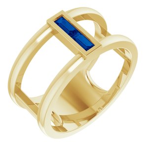 14K Yellow Gold Natural Blue Sapphire Negative Space Ring