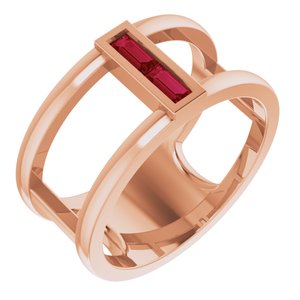 14K Rose Gold Natural Ruby Negative Space Ring