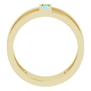 14K Yellow Gold Natural Aquamarine Negative Space Ring