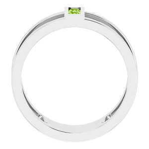 Sterling Silver Natural Peridot Negative Space Ring