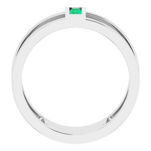 Sterling Silver Natural Emerald Negative Space Ring