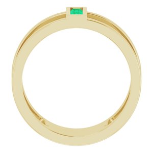 14K Yellow Gold Natural Emerald Negative Space Ring
