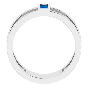14K White Gold Natural Blue Sapphire Negative Space Ring