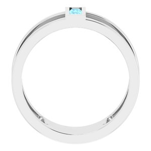 Sterling Silver Natural Aquamarine Negative Space Ring