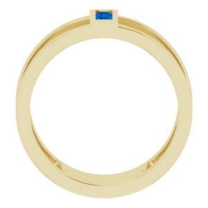 14K Yellow Gold Natural Blue Sapphire Negative Space Ring