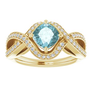 14K Yellow Gold Natural Sky Blue Topaz & 1/3 CTW Natural Diamond Ring