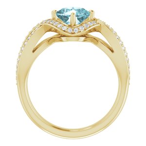 14K Yellow Gold Natural Sky Blue Topaz & 1/3 CTW Natural Diamond Ring