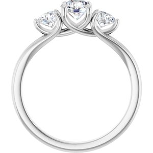 14K White 1 CTW Natural Diamond Three-Stone Engagement Ring