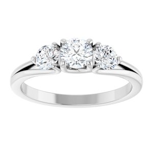 14K White 3/4 CTW Natural Diamond Three-Stone Engagement Ring