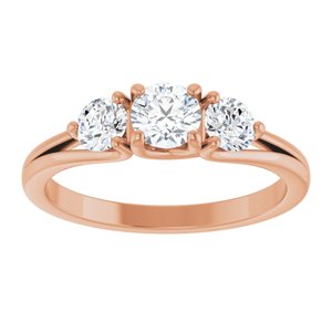 14K Rose 3/4 CTW Natural Diamond Three-Stone Engagement Ring