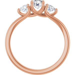 14K Rose 3/4 CTW Natural Diamond Three-Stone Engagement Ring
