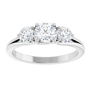 14K White 1 CTW Natural Diamond Three-Stone Engagement Ring
