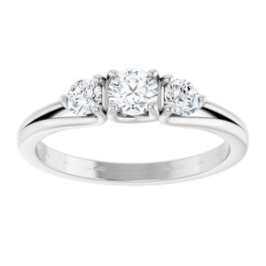 Platinum 1/2 CTW Natural Diamond Three-Stone Engagement Ring