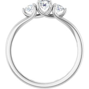 14K White 1/2 CTW Natural Diamond Three-Stone Engagement Ring
