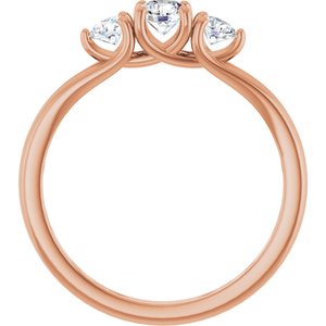 14K Rose 1/2 CTW Natural Diamond Three-Stone Engagement Ring
