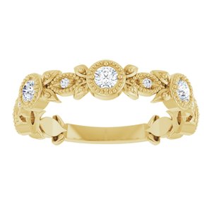 14K Yellow Gold 1/3 CTW Natural Diamond Leaf Ring