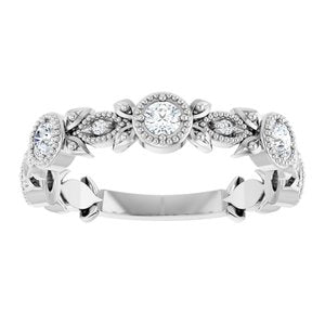 Sterling Silver 1/3 CTW Natural Diamond Leaf Ring