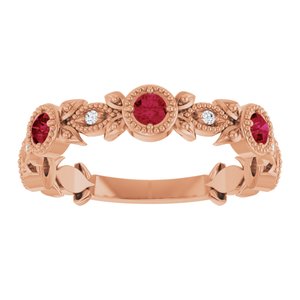 14K Rose Gold Lab-Grown Ruby & .03 CTW Natural Diamond Ring