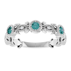 Platinum Natural Alexandrite & .03 CTW Natural Diamond Leaf Ring