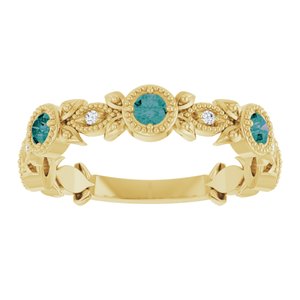 14K Yellow Gold Natural Alexandrite & .03 CTW Natural Diamond Leaf Ring