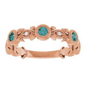 14K Rose Gold Lab-Grown Alexandrite & .03 CTW Natural Diamond Leaf Ring