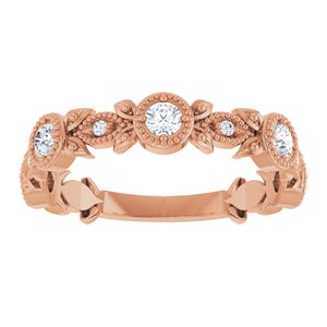 14K Rose Gold 1/3 CTW Natural Diamond Leaf Ring