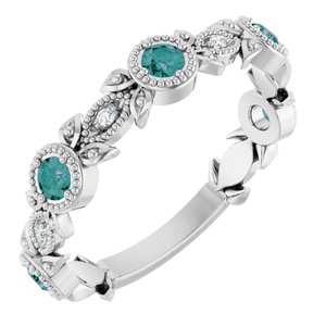 Sterling Silver Natural Alexandrite & .03 CTW Natural Diamond Leaf Ring