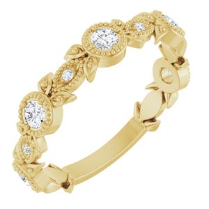 14K Yellow Gold 1/3 CTW Natural Diamond Leaf Ring
