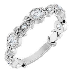 Platinum 1/3 CTW Natural Diamond Leaf Ring