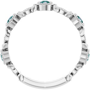 Platinum Lab-Grown Alexandrite & .03 CTW Natural Diamond Leaf Ring