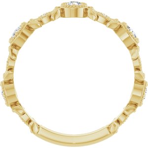 14K Yellow Gold 1/3 CTW Natural Diamond Leaf Ring
