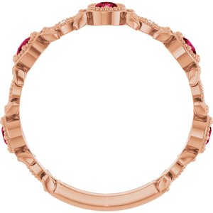 14K Rose Gold Lab-Grown Ruby & .03 CTW Natural Diamond Ring