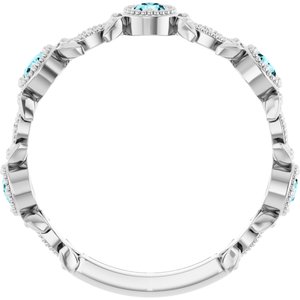 Sterling Silver Natural Blue Zircon & .03 CTW Natural Diamond Leaf Ring