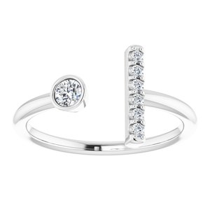 14K White Gold 1/6 CTW Natural Diamond Bar Ring