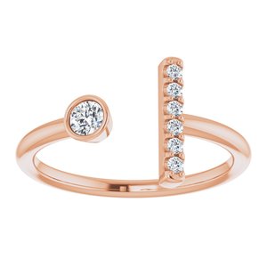14K Rose Gold 1/6 CTW Natural Diamond Bar Ring